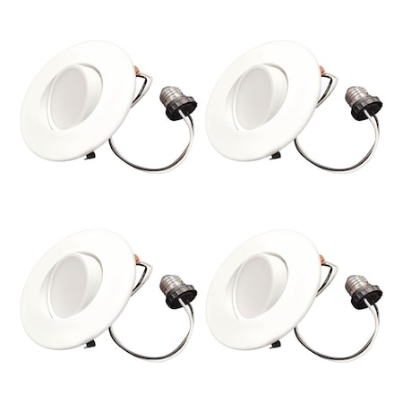 Bulbrite 9w 60w Equivelant 4 in. Downlight w/Gimball LED Light Bulb Medium Base (E26) White Round 3000K, 4PK 861497