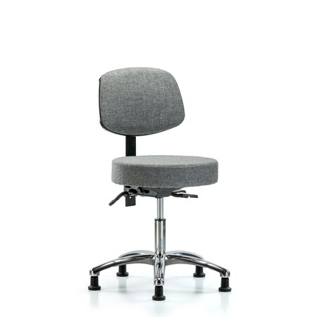 Blue Ridge Ergonomics Desk Stool, Fabric, Bk Chrome, Glides, Gry BR-FDHST-CR-T0-RG-F44