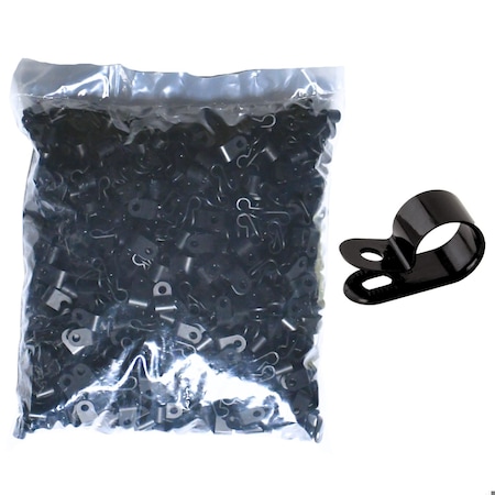Cable Ties Unlimited Cable Clamp, 1/4 in Bundle Dia, 1/2 in W, Nylon 6/6, Black, 1000PK CC5-1/4-0M