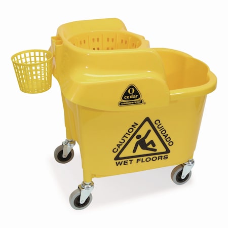 Nexstep Commercial Products MaxiRough Institutional Mop Bucket and Wringer, 32 to 35 qt, Yellow 96979