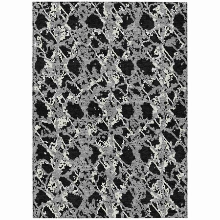 Homeroots 3' X 5' Black And Gray Abstract Washable Indoor Outdoor Area Rug 614125