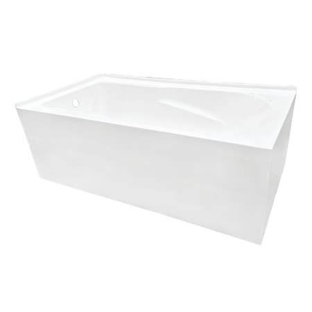 Kingston Brass 60" Acrylic Rectangular 2-Wall Corner Alcove Tub, Left Hand Drain, Glossy White VTAM6032L21TS