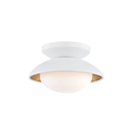Mitzi Cadence 1 Light Semi Flush 7.5 In. White Lustro/Gold Leaf Combo H368601S-WH/GL