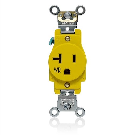 Leviton StrghtBladeRcptcl, 20A, 125VAC, Ylw, Nylon W5361-Y