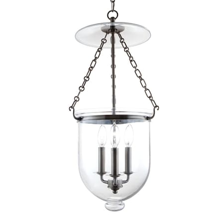 Hudson Valley Lighting Hampton 3 Light Pendant 12 In. Historic Nickel/clear 254-HN-C1