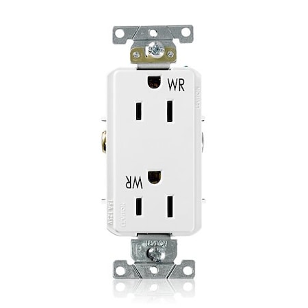 Leviton Receptacle Outlet, 15A, White, 125V WTD15-W
