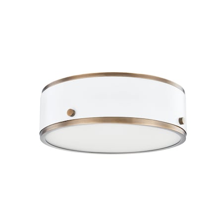 Troy Lighting Eli 1 Light Flush Mount 12 In. Patina Brass And Soft White C8312-PBR/SWH