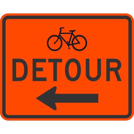 Lyle Bicycle Detour (Left Arrow), 30x24, High Intensity Prismatic, Orange G-14848-HI_30x24