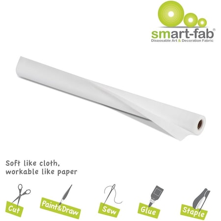 Smart-Fab Disposable Art + Decoration Fabric Roll, 24in x 18ft, White, PK3 SMF1U382401810