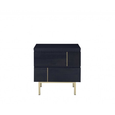 Homeroots Contemporary Black And Brass Nightstand 319131