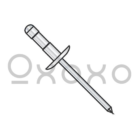 Oxoxo 5/32X.125-.312 Large Flange Dome Head Multi Grip Rivet Zinc, 5000PK 221030