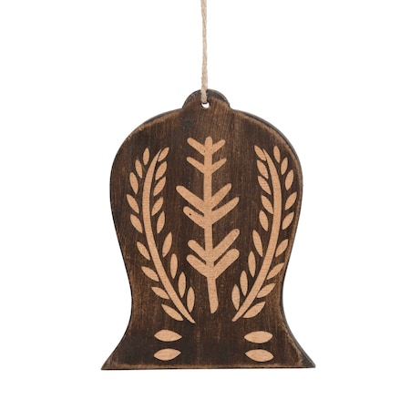 Homeroots Set of Four Brown Handmade Wood Bell Shaped Ornaments, 4PK 548240