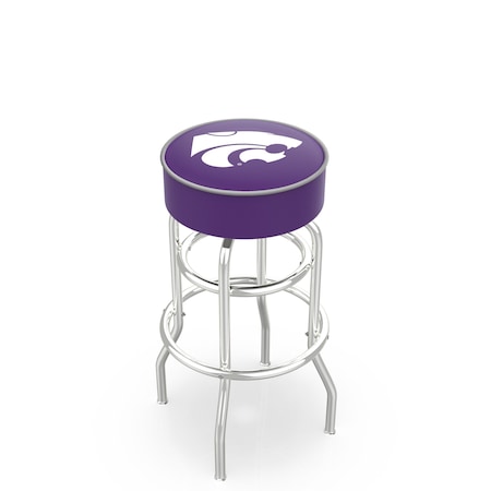 Holland Bar Stool Co 30" Kansas State Cushion Seat, 2-Ring Chrome Swivel Bar Stool L7C130KnsasS