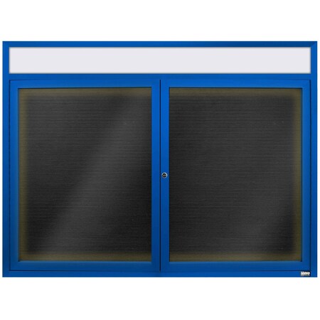 Aarco Illuminated Enclosed Letter Board Directory w/ Powder Coated Blue Al Frame and Header, 36''Hx48''W ADC3648HIB
