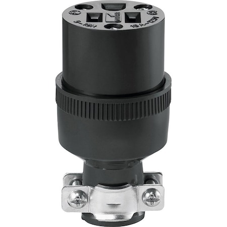 Eaton Wiring Devices Straight Blade Connector, 5-15R, 15 A, 125V AC, 2 Pole, 3 Wire, Screw Terminals, Black 222-BOX
