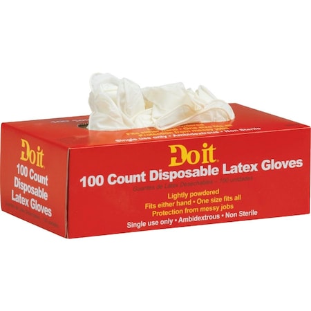 All-Source 1 Size Fits All 1-Use Latex Disposable Glove, 100PK 643742