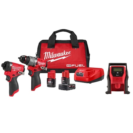 Milwaukee Tool M12 FUEL Combo Kit+ M12 Compact Inflator 3497-22, 2475-20