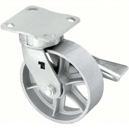 Zoro Select Plate Caster, 1200 lb. Ld Rating, Roller P25S-C060R-14-CB-DL