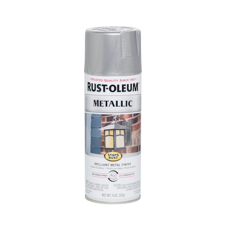 Rust-Oleum Metallic Spray Paint, Silver, Metallic, Solvent, 11 oz 7271830