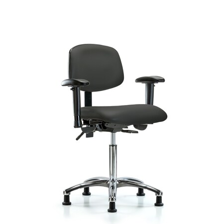 Blue Ridge Ergonomics Medium Bench Chair Chair, Vin, Med Ben, Chr Tilt AA Glides, Gry, Adjustable Arms, 22" to 29" Height BR-VMBCH-CR-T1-A1-NF-RG-8605