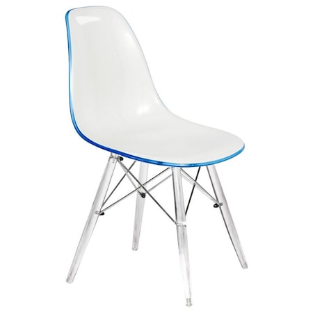 Leisuremod Dover Dining Side Chair with Acrylic Legs, White Blue EPC19WBU