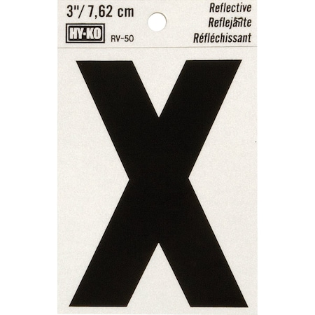 Hy-Ko Vinyl 3'' Reflective Adhesive Letter X RV-50X