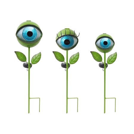 Continental Art Center Assorted Solar Metal Lighted Eyeball Stake 17143