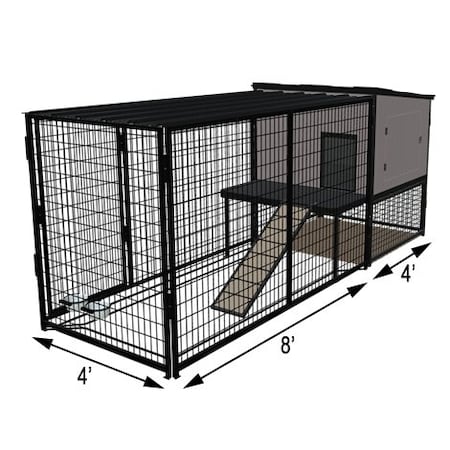 K9 Kennel Store K9 Kennel Castle With 4ft X 8ft X 5ft Tall Run and Metal Cover Complete C5T4X8KC