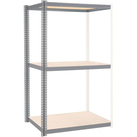 Global Industrial 3 Shelf Standard Duty Boltless Shelving Add On 96"Wx36"Dx84"H, Wood Deck B3153614
