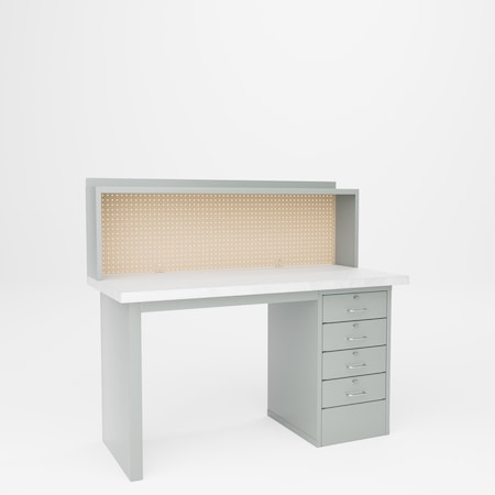 Pucel Side Drawer Work Station, Laminate Top 60 in W x 30 in D x 33 in H, Light Blue EDB-3060-L