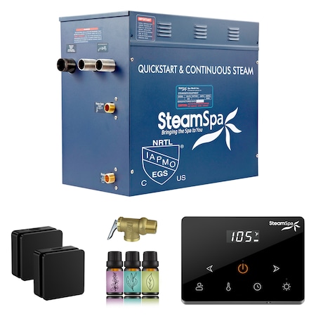 Steamspa Oasis Series 12KW Steam Bath Generator w/ Continuous Steam Plus Handheld Control in Matte Black OAWS1200MK