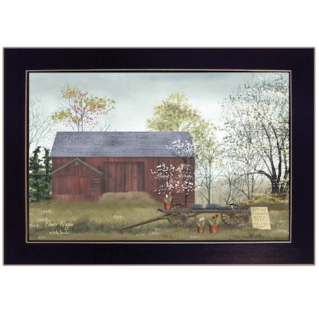 Homeroots Flower Wagon 1 Black Framed Print Wall Art 415256