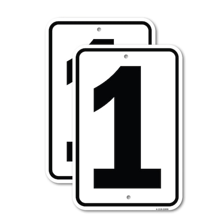 Signmission Sign with Number 1, 12'' X 18'' 2 Signs, Heavy Gauge Aluminum, 2PK A-1218-2PACK-22898