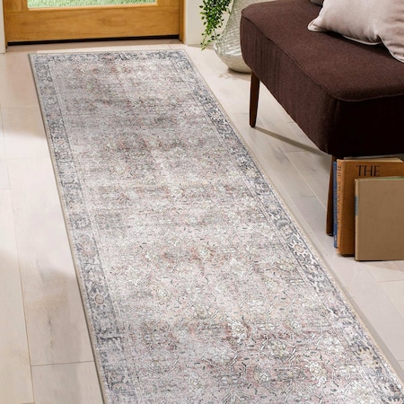 World Rug Gallery Vintage Distressed Machine Washable Non Slip Runner Rug 2 ft 6 in x 7 ft Olive 6028OLIVE2X7