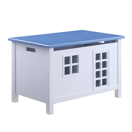 Homeroots 21" X 32" X 21" White Blue Wood Youth Chest 347561