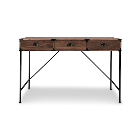 Homeroots 47" Brown Wood Wall Mounted H-Shape Writing Desk With Three Drawers 565430