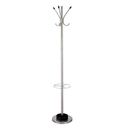 Homeroots 13in X 68in Brushed Steel Brushed Steel Stand Coat Rack 372949