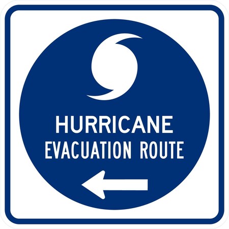 Lyle Hurricane Evacuation Route With Left Arrow, 12x12, Engineer Grade, White G-2294-EG_12x12