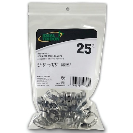 Ideal Tridon MicroGear 62M Series Worm Gear Hose Clamp, Stainless Steel 6260650