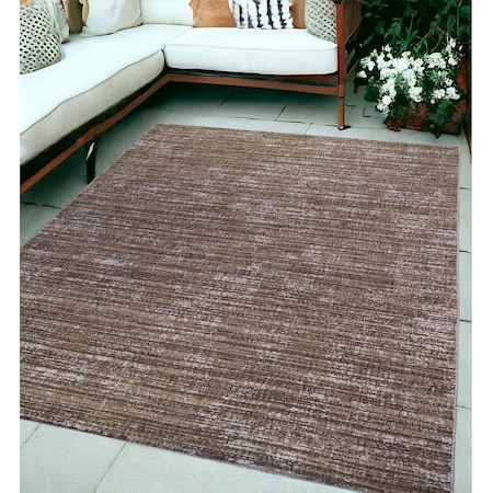 Homeroots 6' X 9' Brown and Ivory Striped Stain Resistant Indoor Outdoor Area Rug 531659