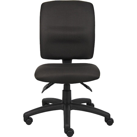 Boss Fabric Task Chair, 21 1/2-, Armless, Black B3035-BK