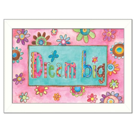 Homeroots Dream Big Pink Motivational White Framed Print Wall Art 404326