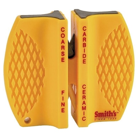 Smiths Smith's Knife Sharpener, 1500 Grit, Coarse/Extra Fine, Carbide Abrasive, Yellow, 24PK CCKB