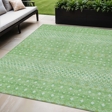 Homeroots 5' X 8' Green And Mint Green Tribal Washable Indoor Outdoor Area Rug 582597