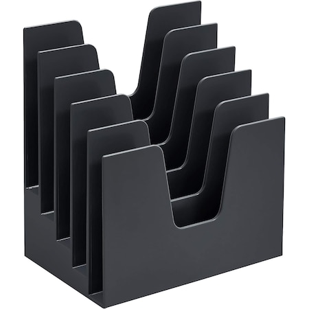 Acrimet 5 Section Incline File Sorter Desk Organizer Rack for Office Desktop Plastic Black Color 225.1