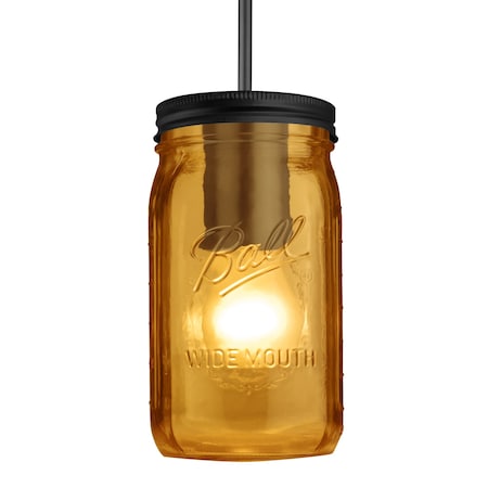 Besa Lighting Besa Milo 4 Pendant, Amber, Black Finish, 1x 40W MAX E26 Base 1JT-MILO4AM-BK