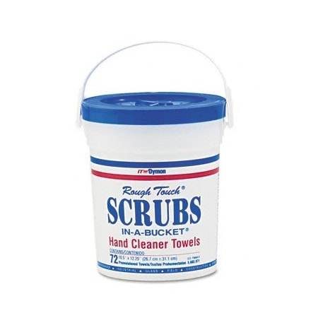 Dymon SCRUBS Hand Cleaner Towels Cloth 101/2 x 121/4 BE/White 72/Bucket 42272EA