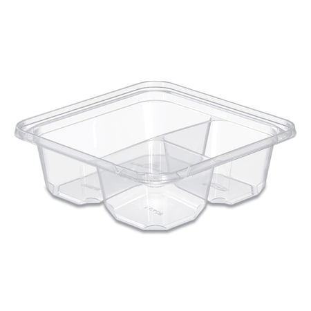 Dart TamperGuard Snack Boxes, 3-Compartment, 6.3 x 6.3 x 2.1, Clear, Plastic, 300PK SBTG3