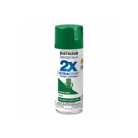 Rust-Oleum Painter's Touch 2X Ultra Cover Gloss Spray Paints + Primer, 12 oz, Aerosol Can, Meadow Green, 6PK 647-334039