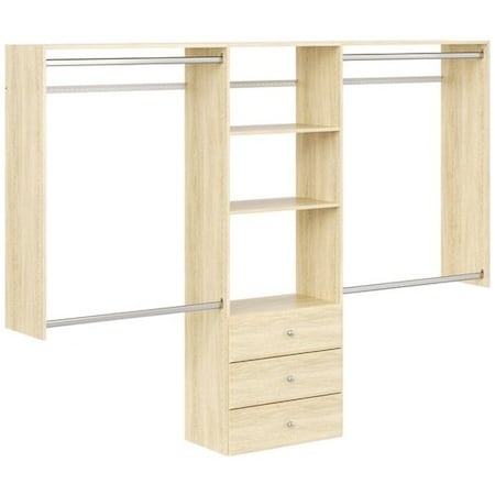 Easy Track 4ft to 8ft Deluxe Pro Closet Kit with Drawers, Honey Blonde PH80-MJ